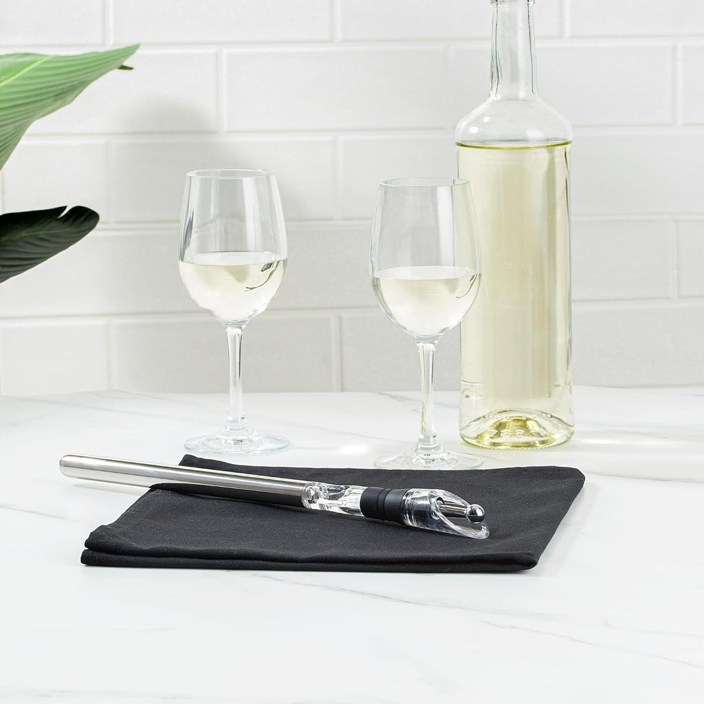 Restaurantware Wine Chilling Rod - 12.64 Inches Stainless Steel Wine Pour Spout With Chiller - Leak-Resistant Wine Accessory - Durable Silver Wine Cooler Stick