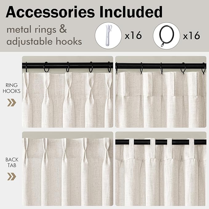 MIULEE Pinch Pleated Thick Linen Curtains 92 Inches Long 2 Panels - Image 8