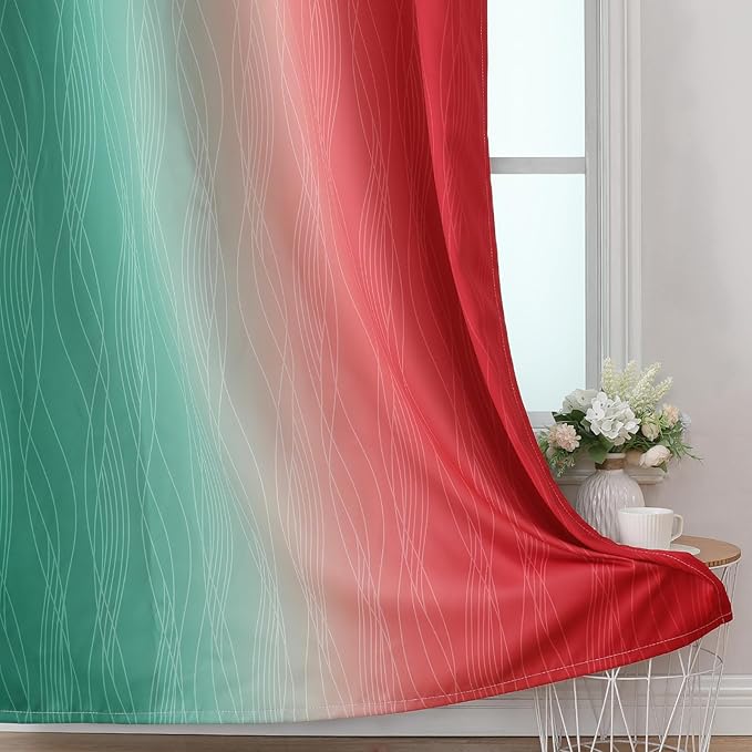 Estelar Textiler Red and Green Blackout Curtains 45 Inch Length, Full Room - Image 6