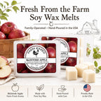 USA Made - Hand Crafted - McIntosh Apple Wax Melts Warmer Cubes 6 Ounces 2 Pack - - Natural American Farmed Soy Wax. melt Cubes Farmhouse Fall
