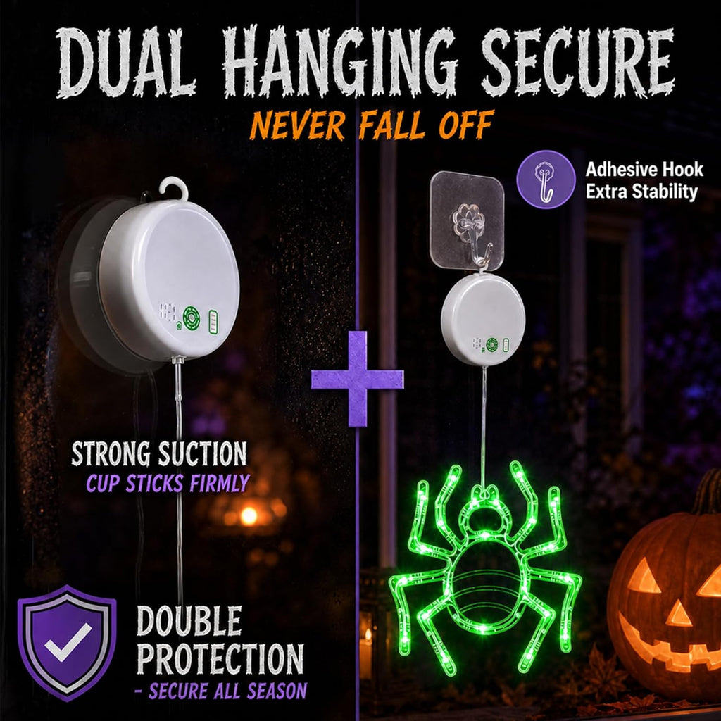 LOLStar Halloween Window Lights, 3 Pack Pumpkin, Spider, Witch Hat Lights