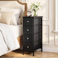 Fixwal Narrow Storage Cabinet, Slim Dresser with 4 Fabric Drawers, Black