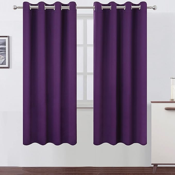LEMOMO Purple Thermal Blackout Curtains/52 x 72 Inch/Set of 2 Panels Room by Lemomo