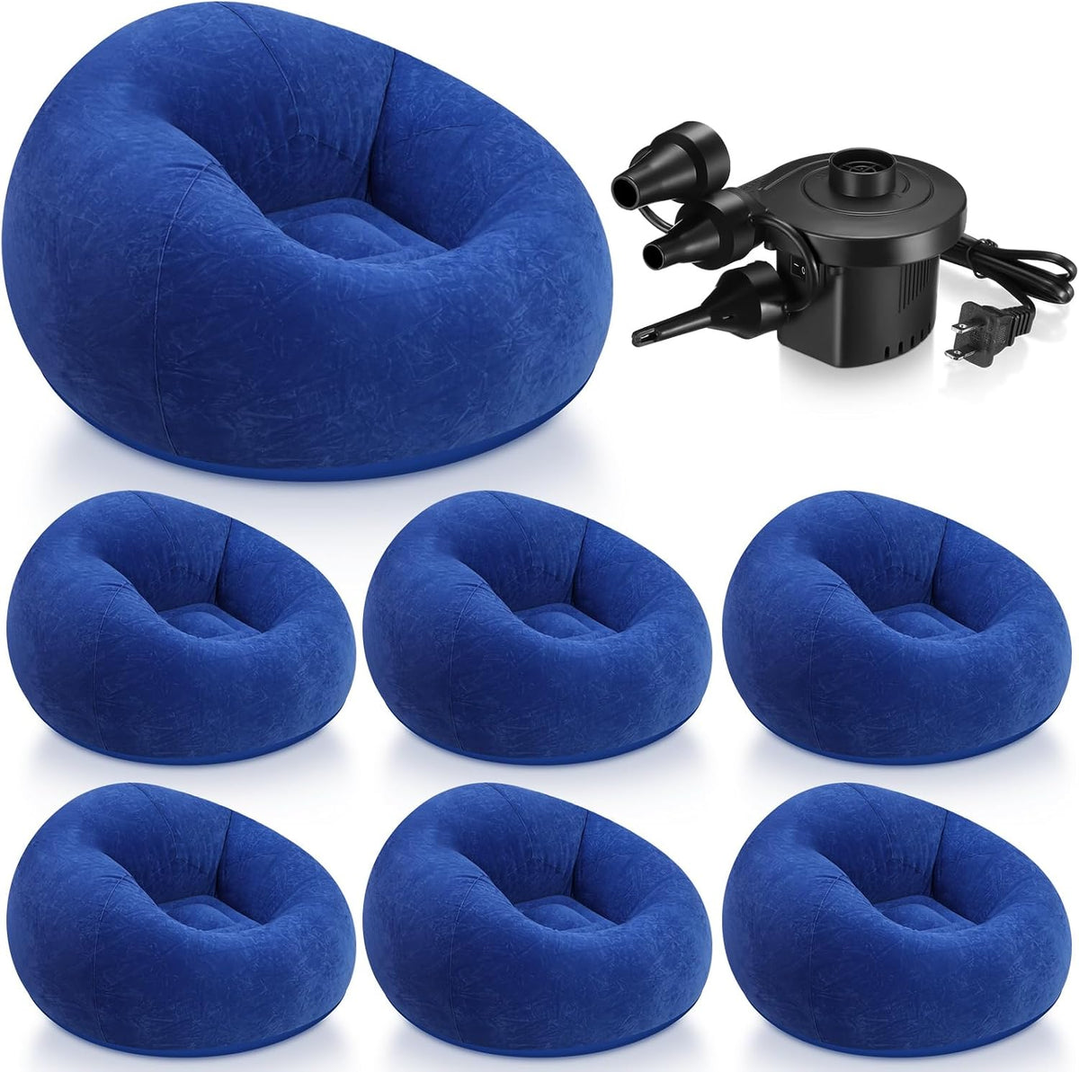 Realspring 9 Pcs Inflatable Bean Bag Chairs, Electric Air Pump, Black