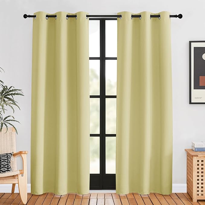 NICETOWN Blackout Curtains for Bedroom, Paler Yellow, 42 W by 80 L, Thermal by NICETOWN
