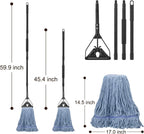 Commercial Industrial Mop for Floor Cleaning,3 Extra Large Replacement Head