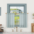 LAMIT Semi Sheer Linen Curtains 36 Inch Length 2 Panels, Light Filtering Panels by LAMIT