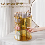 Jiavarry Rotating Makeup Organizer, Clear Gold, 8 Adjustable Height