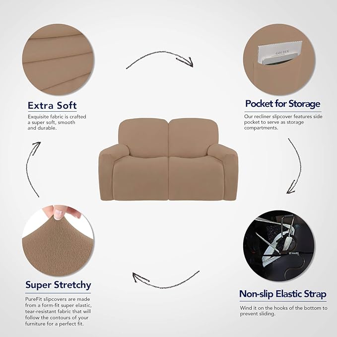 PureFit Super Stretch Loveseat Recliner Sofa Couch Cover - Image 3