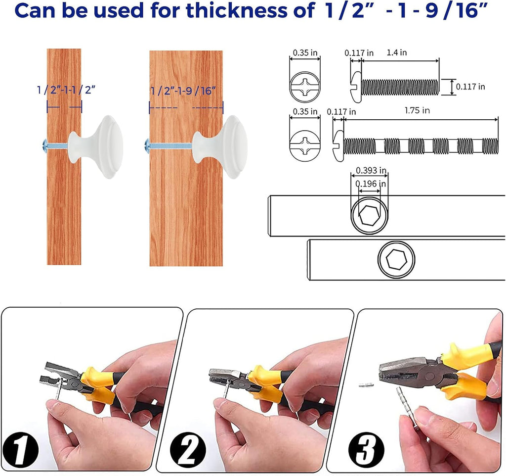 Ravinte White Cabinet Knobs Kitchen Pulls 1-1/4 Inch 10 Pack
