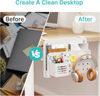 Desk Side Storage Organizer, Fits Flat Edge 0.4" to 2.2", White