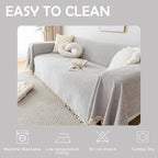 HANDONTIME Grey Sofa Cover for Couch Boho Couch Cover for 3 Seat Dog Couch - Image 6