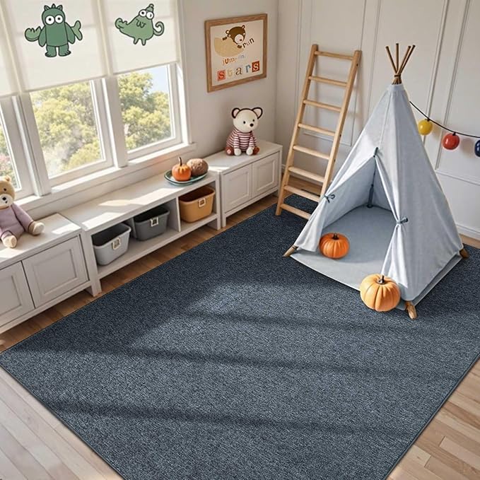 FinRèc 4x6 Washable Area Rugs for Bedroom Living Room, Low Pile Thin Rug Solid - Image 5