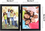 Americanflat Hinged 8x10 Picture Frame with Shatter-Resistant Glass - Double Picture Frames with Engineered Wood - Signature Collection - Photo Frame for Tabletop Display - Black