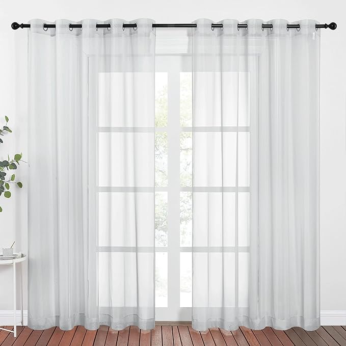 NICETOWN Bedroom Sheer Curtains Light Gray by NICETOWN