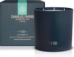 Charles Farris Luxury Scented Candle – 3 Wick, Hand-Poured, Long Lasting, Clean Burning, 640g / 22.5oz, Up to 80 Hour Burn, Made in England – Orange Blossom, Jasmine, Green Mulberry – Elizabeth