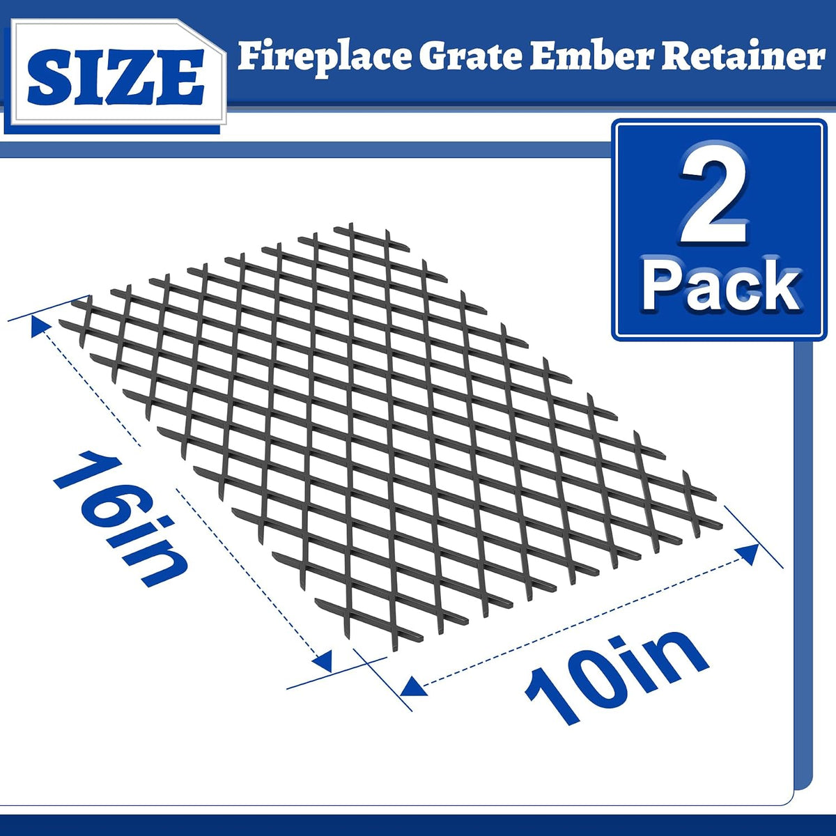 Ember Retainer for Fireplace Grates, 16 x 10 Inch Solid Steel Fireplace Grate Ember Retainer, Keep Burning Embers from Falling, Fire Place Accessories for Camping, Fire Pits, 2 Pack