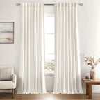 MIULEE Non-See-Through Privacy Linen Curtains 52W x 84L Inch Natural White