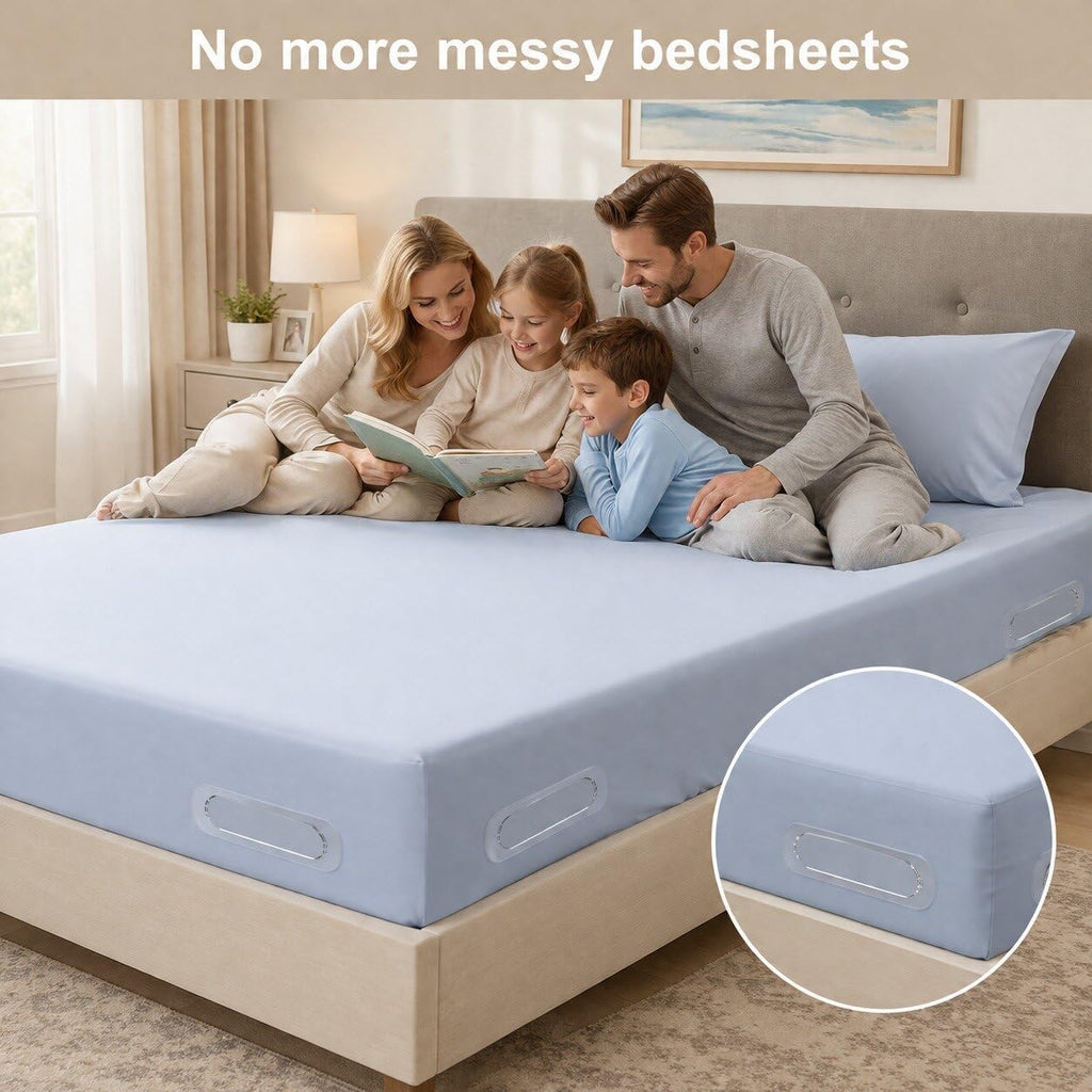 Adjustable Bed Sheet Holders, No Drill Bed Sheet Fasteners, Reusable Mattress Sheet Clips to Keep Sheets Taut & Secure, Fits Most Beds