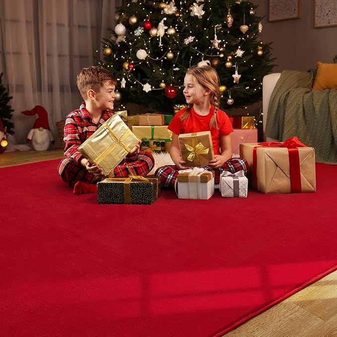 Amearea 4x4 Square Area Rugs for Bedroom Living Room, Modern Red Thickened - Image 9