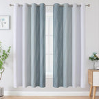 Estelar Textiler Stone Blue and Greyish White Blackout Curtains 72 Inch Length - Image 2