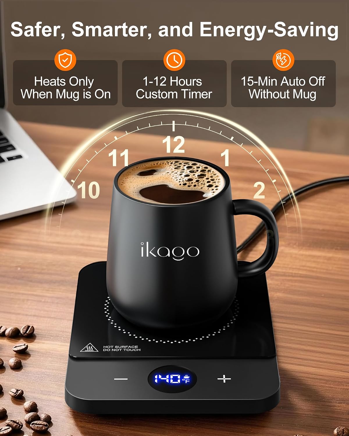 Coffee Mug Warmer for Desk, 1°F Precise Temp 100-175°F, Smart Auto Shut Off