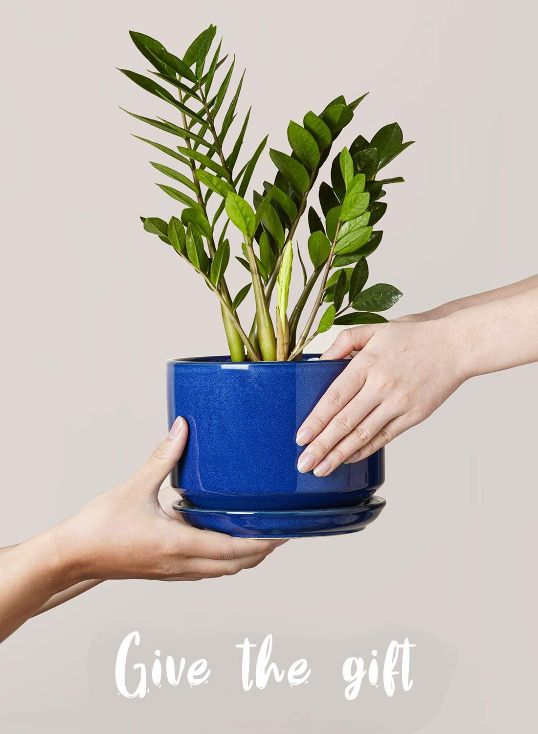 LE TAUCI Ceramic Pots for Plants, 4.3+5.3+6.8 Inch, Set of 3, Sapphire Blue