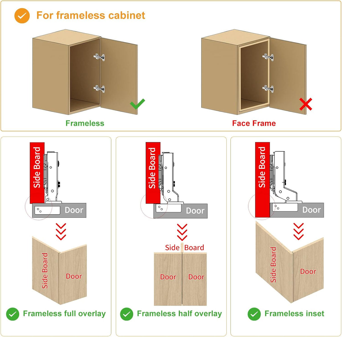 10 Pack Frameless Full Overlay Soft Close Concealed European Hinges, Self Closing Satin Nickel, 105 ° Open Angle 4D Adjustment, Speed Control, Clip On, Stainless Steel for Cabinet Door