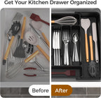 ukeetap Extra Large Expandable Silverware Organizer, Flatware Tray, Black