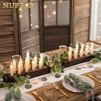 NUPTIO Wood Candelabra for Table Centerpiece: Long Taper Candle Holder