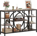 GiftGo 47" Industrial Console Tables for Entryway Rustic Sofa Table Behind Couch 4 Tier Wooden Shelves Entry Table with Storage for Foyer, Hallway, Front Door,Living Room (Retro Grey, 47")