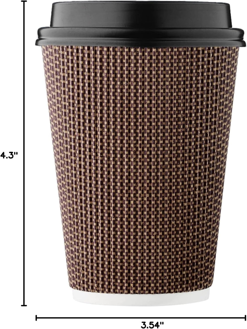 12 oz Disposable Paper Coffee Cups with Lids Insulated Double-Walled Togo