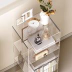 Acrylic Bookcase, 3 Tier Clear Floor Standing Bookshelf, 31.5 inch Tall Display Cube Storage Shelf Home Decor Furniture for Home, Office, Living Room, Bedroom