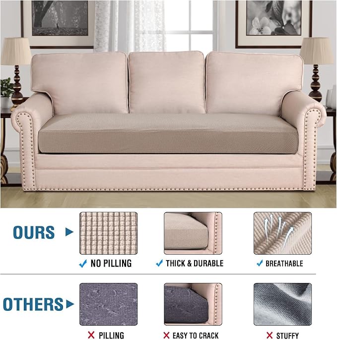 H.VERSAILTEX Super Stretch Individual Seat Cushion Covers Sofa Covers Couch - Image 2