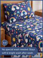Kids Twin Size Rainbow Sky Bed Sheets - 3 Piece Kids Rainbow Sky Sheet Set
