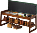 latifolia 2 Tier Shoe Rack Bench with Flip-Top Storage, Green
