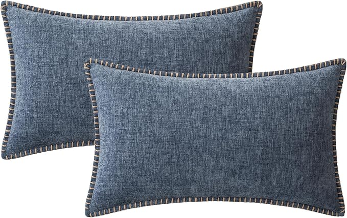 MIULEE Pack of 2 Couch Throw Pillow Covers 12x20 Inch Dark Grey Blue Farmhouse - Image 6