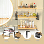 Wood 3 Tier Bathroom Counter Organizer with Side Baskets Fits Tall Bottles