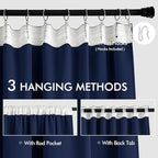 MIULEE Navy Blue Back Tab Blackout Curtains 63 Inch Length 2 Panels Set - Image 3