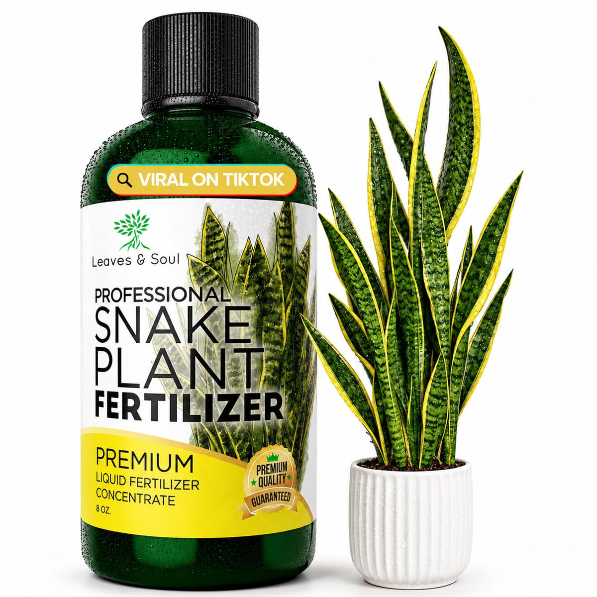 Professional Liquid Snake Plant Fertilizer 3-1-2 Concentrate 8 oz, Premium Snake Plant Food for Indoor Plants, Liquid Fertilizer for Snake Plants and Houseplants, Made in USA