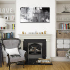 Kureful Black Abstract Wall Art Decor Grunge Room Decor Art Grey Canvas Wall Decoration 20" x 40" Painting Black And White Artwork for Bedroom Home Office Dining Room Decoration
