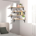 ROMGUAR CRAFT Corner Floating Shelves Wall Mounted Set of 4, Natural
