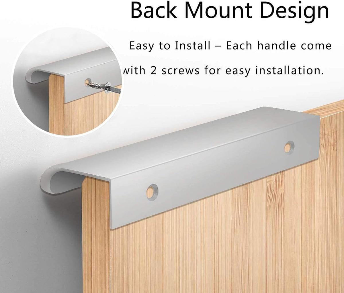 12 PCS 80mm Silver Aluminum Edge Pull, Concealed Cabinet Handle