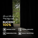 Yakamok 100% Blackout Curtains for Living Room, Thermal Insulated Blackout - Image 6