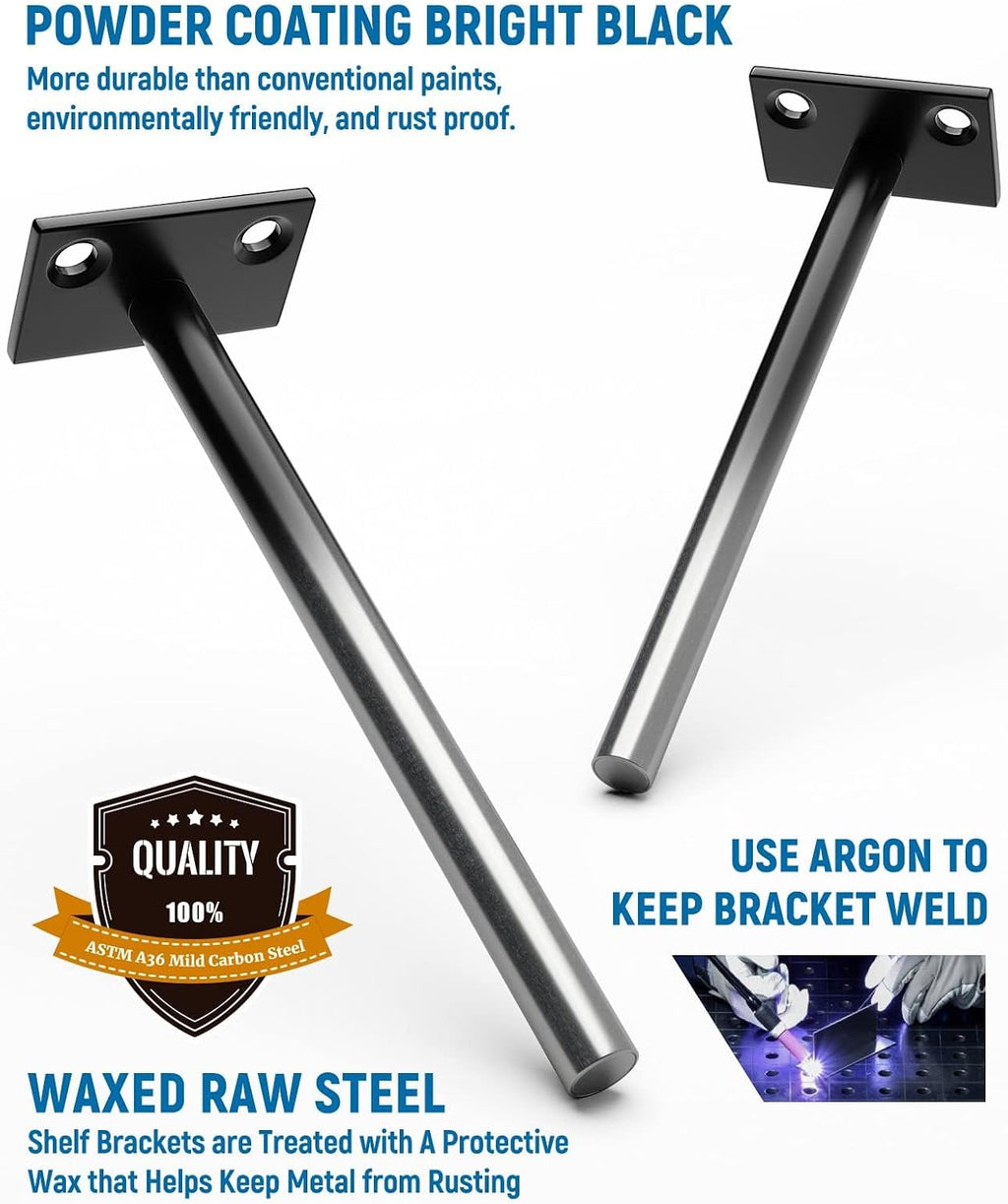 12-Pack 10 inch Floating Shelf Brackets, Hidden Shelf Bracket for Wood
