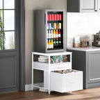 Herture Mini Fridge Stand with 3 Storage, Mini Fridge Cabinet, Beverage Fridge Table, Heavy Duty 21.3" L* 22.7" W Tabletop, for Dorm, Apartment,Office, Bedroom Black HB01BXB