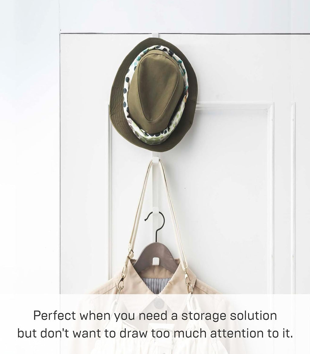 YAMAZAKI Home Over The Door Hooks - Vertical Hanging Coat Rack, Steel, Over-The-Door, No Assembly Req., Fits Doors up to 1.375" Thick