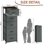 Somdot Tall Dresser for Bedroom, 5 Drawer Storage Cabinet, Charcoal Grey