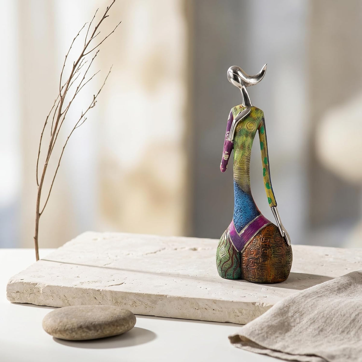 suruim Colorful Abstract Women Figurines Sculptures Home Decor for Shelves Yoga Pose Art Statue Modern Home Decoration Living Room Zen Decor Tables Ornaments (Elegance)