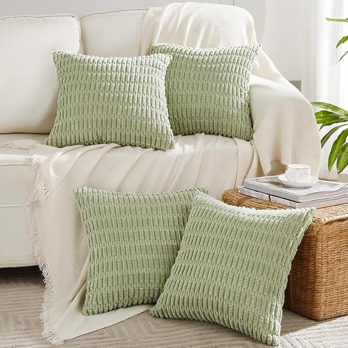 Fancy Homi 4 Packs Sage Green Decorative Throw Pillow Covers 24x24 Inch by Fancy+Homi